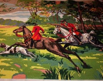 a large vintage canvas hunting themed