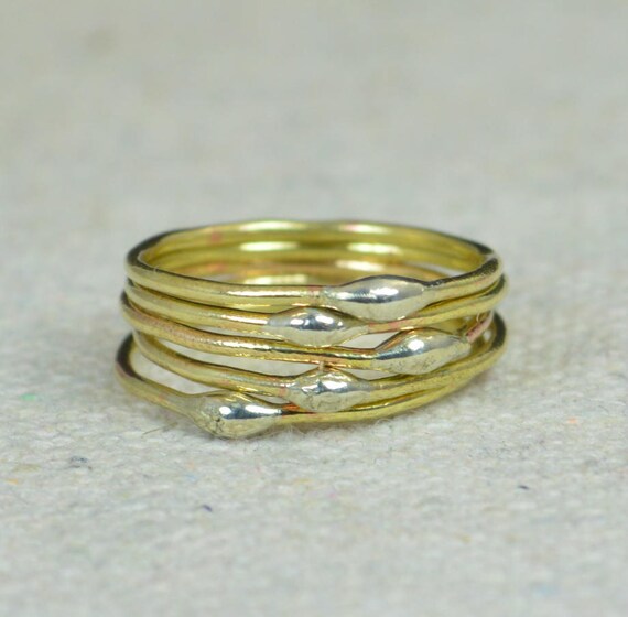 Unique Brass Stacking Rings Bimetal Ring Hippie Ring Boho