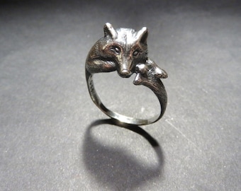 Wolf Ring - Animal Ring - Totem Ring - Silver Wolf Jewelry - Animal Ring - Dog Ring - Pagan Ring - Wiccan Ring - Witch Ring - Woodland Ring