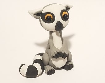 Polymer clay lemur figurine