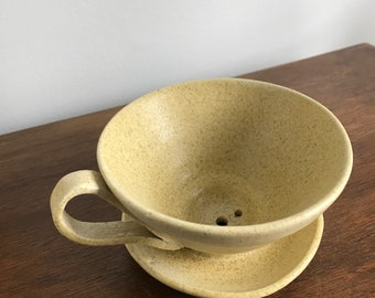 Wheel-thrown Grainy Mustard Yellow Glazed Pour-Over Coffee Dripper