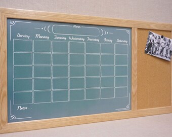 Whiteboard Calendar Cork Board Gray Chevron Monthly