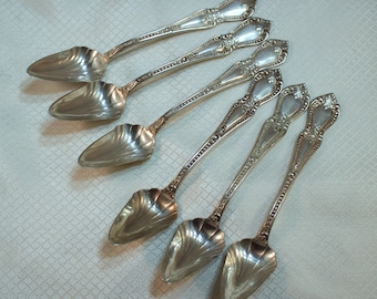 Set of 6 Silverplated. Barker Silver Co. Grapefruit Spoons. Patern 90