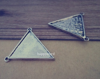 10pcs 25mm x27mm Antique silver Double sided triangle Pendant Base