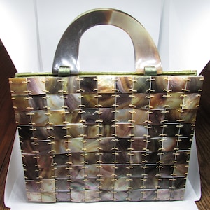 Vintage Mother of Pearl Purse Shiralean Made in Vietnam MOP Handbag