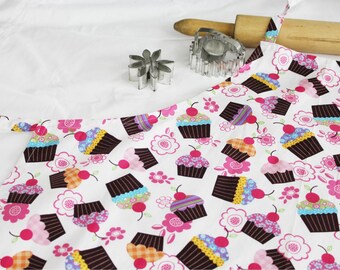 Cupcakes and Cherries on White Adult Apron