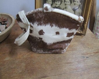 Vintage Brown and White Hair on Calfskin Handbag.