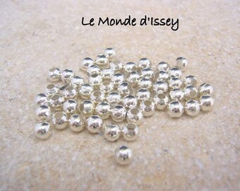 Lot 100 beads 4mm silver plated