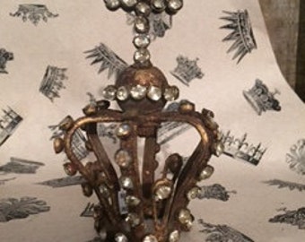 Santos Madonna Mini rusty,distressed and shabby rhinestone cross crown