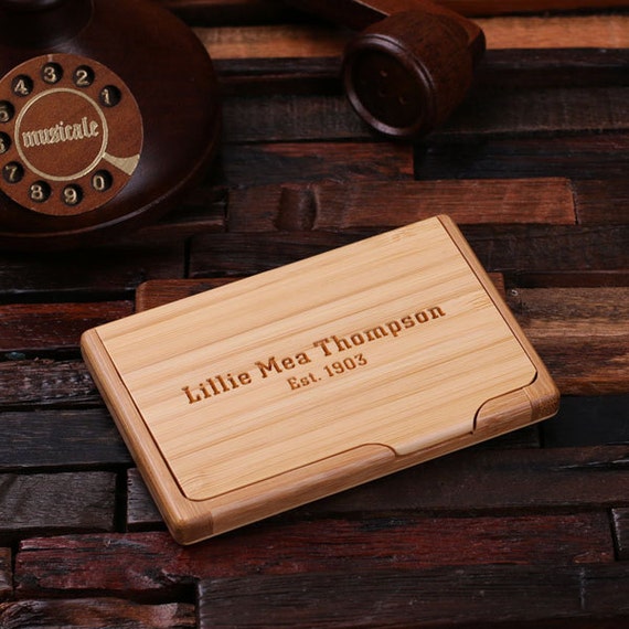 Personalized Wood Engraved Business Card Holder Graduation