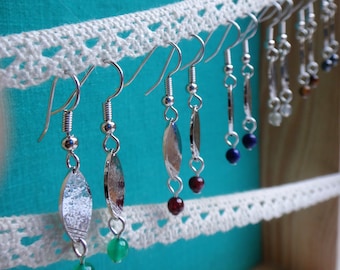 Earrings martellees and etched, silver