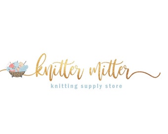 Knitting Logo, Knit Logo Design, Thread Logo Design, Threading Logo, Sewing Logo, Seamstress Logo, Yarn Logo, Sew Logo Design, Watercolor
