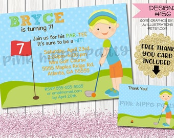 Kids golf invitation | Etsy