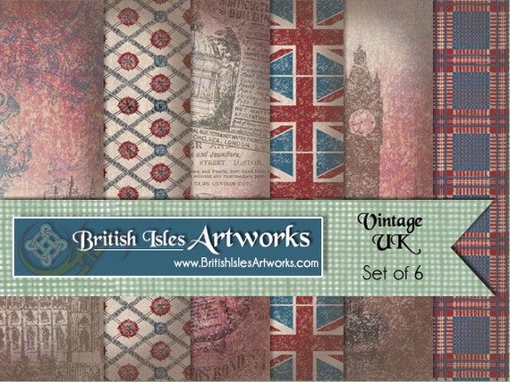 Vintage UK Digital Scrapbook Paper Pack Great Britain England