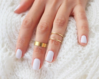 New Gold Knuckle Ring Set of 3 Above the Knuckle Rings, Stacking Midi Ring, Gold Rings, Mid Knuckle Ring
