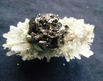 Quartz with Sphalerite , minerals from Madan Bulgaria, Quartz Crystals with Sphalerite Crystals,