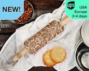 Damask - MINI laser engraved rolling pin