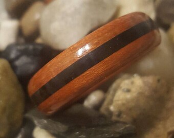 Men's Sophisticated and Elegant Band Cherry and Ebony Bentwood Statement Ring