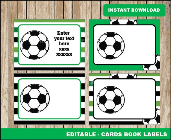 soccer printable cards tags book labels stickers kids