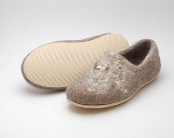 Rubber soles for my felted clogs - light slipper sole beige black - thin shoe sole