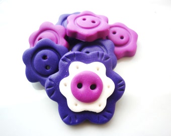 flower shaped button handmade with polymer clay