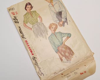 1940s ladies shirt blouse, simplicity 2935
