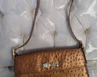 Timothy Hitsman Handbag Faux Ostrich Jeweled Jaguar Vintage rare
