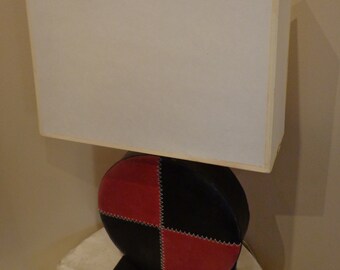 Red Black Leather Wheel Lamp by Arteriors Import Trading