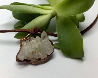 Crystal Cluster Necklace, Crystal Pendant, Edgy Necklace, Hippie Necklace, Quartz Cluster Jewelry, Hippie Jewelry, Earthy Jewelry, Gift Idea