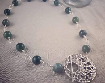 Moss Agate and Sterling Silver Necklace