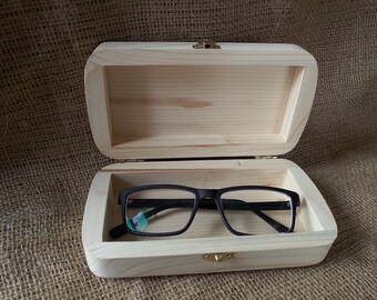 Natural Wood box eyeglasses case sunglasses case Unfinished wooden box glasses eco friendly eyeglass holder spectacle case Wooden Craft Box