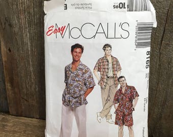 Vintage McCalls pattern, pattern 8165, McCalls 8165, Men’s sewing pattern, men’s shirt, tank top pull on pants and shorts pattern