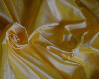Fine Indian Silk Taffeta in Sun glow yellow color- Fat quarter -TF 300