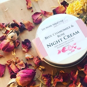 Organic Blue Chamomile & Rose Night Time Face Cream Waterless Moisturizer Real Moisture Nutrient Rich Real Pure Beeswax