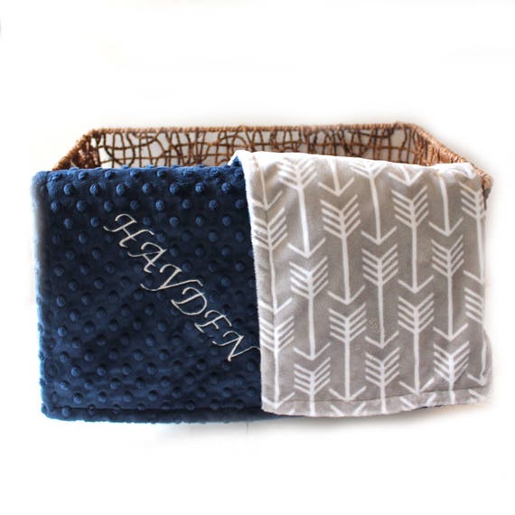 Gray Arrow Throw, Minky Adult Blanket, Personalized Blanket, Navy Throw Blanket, Gray Arrow Blanket, Minky Throw Blanket, Twin Bedding