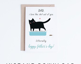 Printable Father Card Funny Fathers Day Cat Father's Day