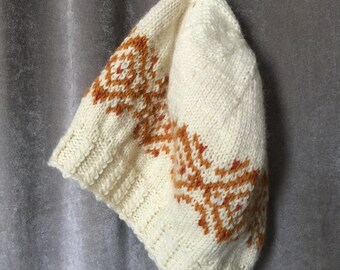 Knitting Pattern Hat Beret Norwegian Fair Isle Fairisle