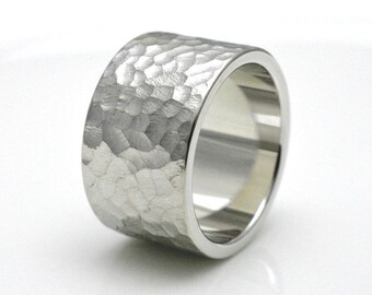 BANDRING/structure ring made of 925 silver, 12 mm wide