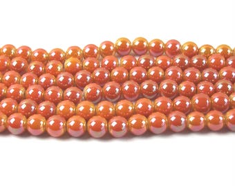 20 8 mm coral glass pearls