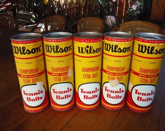 Vintage Wilson Tennis balls metal cans key open X 5 cans