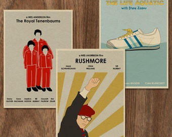16x12 Wes Anderson set of 3 Movie Posters