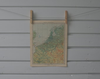 1956 Vintage Netherlands & Belgium Map