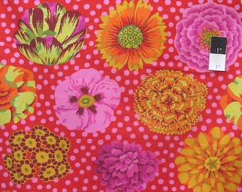 Kaffe Fassett GP91 Big Blooms Red Cotton Fabric By The Yard
