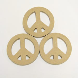 MDF (3) Peace Love Sign Wood Bases Shapes 4" in Diameter Mosaic Tile Paint Beads Collage