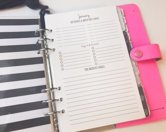Printed Half Letter Size Month at a Glance Planning Inserts