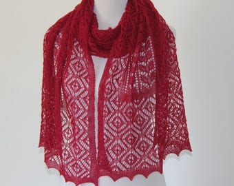 Hand knitted Merino Lace Shawl /Wrap/ Stole