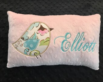 Sweet Tweet Minky Pillow/pillow/personalized pillow/birdie pillow/bird/bird pillow/monogrammed pillow/pink minky pillow/minky pillow