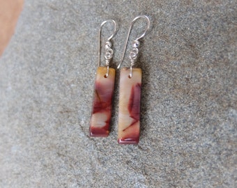 Mookaite Jasper earrings - Australian gem stone jewelry - natural handmade natural stone jewelry - aubergine red jewellery