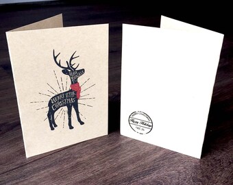 Printable Christmas Cards - Reindeer Design