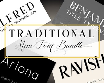 Traditional Mini Font Bundle, sans-serif font, serif font, wedding font, elegant font, stylish font, professional font, logo font, bundle